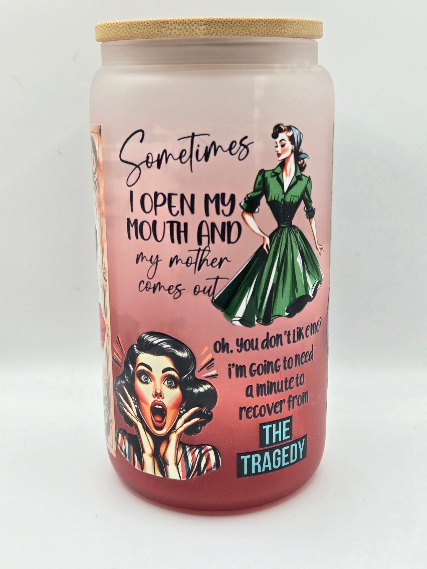 16 oz Red Ombre Retro Women Sayings