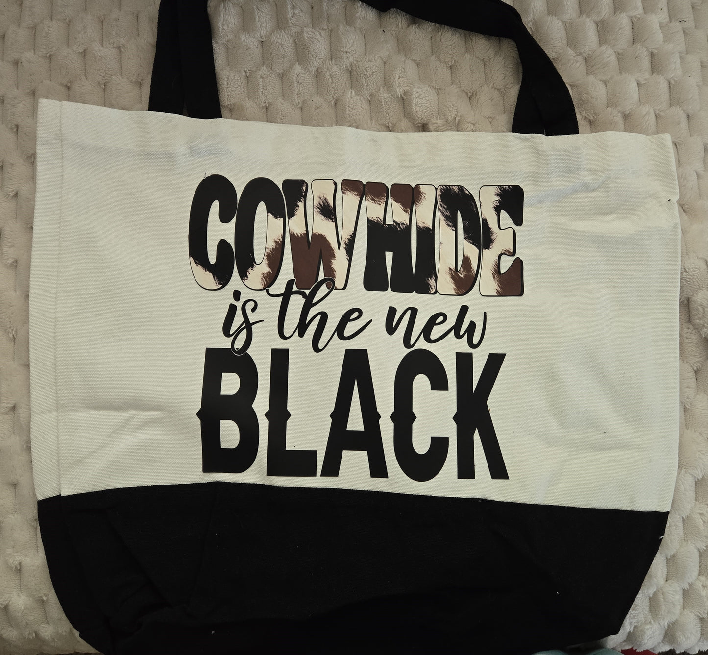 Canvas Tote- Cowhide is the new Black