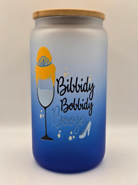 16oz Glass Blue Ombre- Bibbidy Bobbidy Booze