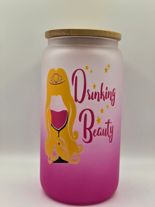 16oz Glass Pink Ombre- Drinking Beauty