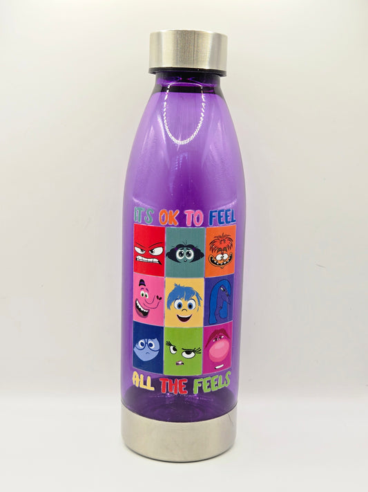 Kids Plastic Water Bottle- Purple It is ok to feel all the feels