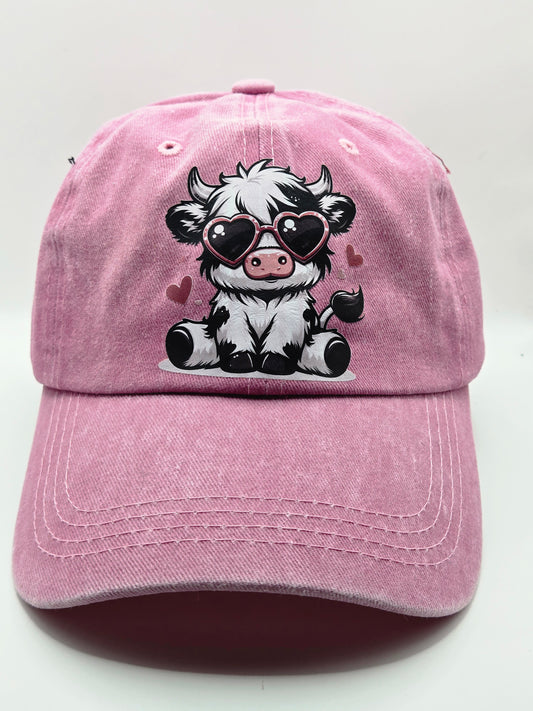 Pink Highland cow hat