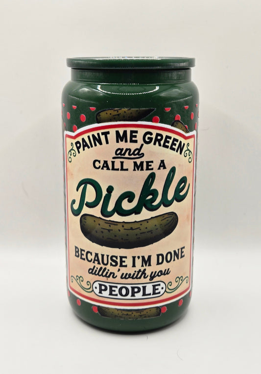 16oz Glass Opaque Green- Pickle